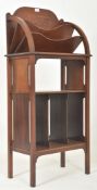 EDWARDIAN MAHOGANY INLAID PEDESTAL CANTERBURY BOOK STAND