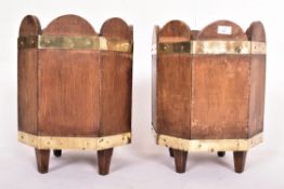 GEORGE III REVIVAL WOODEN & BRASS BOUND OCTAGONAL BUCKETS