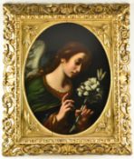 EGISTO MANZUOLI AFTER CARLO DOLCI - 19TH CENTURY OIL ON CANVAS ANGEL PAINTING