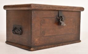 18TH CENTURY OAK & EBONY STENCIL DECORATION BIBLE BOX CASKET CHEST