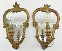 PAIR OF FRENCH INSPIRED GILT WOOD GIRONDOLE WALL MIRROR ELECTROLIER SCONCES