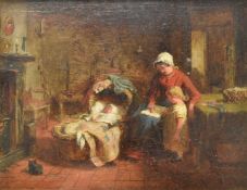 GEORGE SMITH (1829-1901) - MATERNAL INSTRUCTION - OIL ON BOARD PAINTING