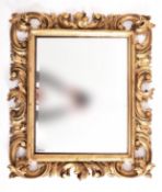 FLORENTINE 19TH CENTURY BAROQUE GILTWOOD & GESSO WALL MIRROR