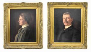 PAIR OF EARLY 20TH CENTURY OIL ON CANVAS FAMILY PORTRAIT PAINTINGS