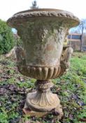 GARDEN ORNAMENTATION - MEDICI STYLE COMPOSITE STONE GARDEN CAMPANA URN VASE