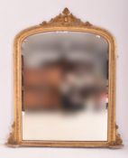 LARGE 19TH CENTURY GILTWOOD & GESSO OVERMANTEL WALL MIRROR