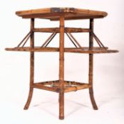 VICTORIAN AESTHETIC MOVEMENT BAMBOO CHINOISERIE FOLD OUT SIDE TABLE