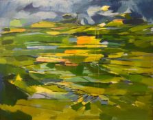 PHILIP SUTTON (B. 1928) - 1955 OIL ON CANVAS LANDSCAPE PAINTING