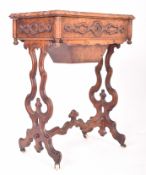 VICTORIAN 19TH CENTURY WALNUT LADIES WORKBOX SEWING TABLE