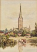 FRANCIS PHILIP BARRAUD (1824-1901) - SALISBURY - WATERCOLOUR ON PAPER