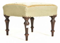 VICTORIAN 19TH CENTURY MAHOGANY & NEEDLEPOINT UPHOLSTERED FOOTSTOOL