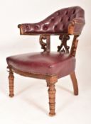 VICTORIAN 19TH CENTURY MAHOGANY & LEATHER COCKFIGHTING ARMCHAIR
