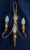 ITALIAN ART DECO 1930S TULIP THREE ARM WALL LIGHT SCONCE
