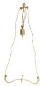 EARLY 20TH CENTURY BRASS & ROPE COUNTERWEIGHT BILLIARD'S CEILING LIGHT