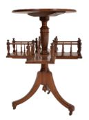 EDWARDIAN MAHOGANY INLAID REVOLVING PEDESTAL BOOK READING TABLE