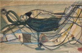 EUGENE DE KERMADEC (1899-1976) - CHARCOAL & WATERCOLOUR ON PAPER PAINTING