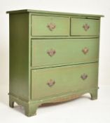 HIGH VICTORIAN 19TH CENTURY GREEN PAINTED PINE CHEST OF DRAWERS