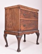 QUEEN ANNE REVIVAL WALNUT TWO DRAWER CHEST OF DRAWERS ON STAND