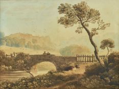 JOHN VARLEY (1778-1842) - WATERCOLOUR ON PAPER LANDSCAPE PAINTING