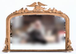 FRENCH EMPIRE INSPIRED 19TH CENTURY GILTWOOD & GESSO OVERMANTEL MIRROR