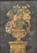 19TH CENTURY VICTORIAN OIL ON BOARD PAINTING OF FLOWERS