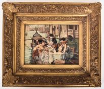 GUSTAVE HOLTE AFTER WILLIAM LOGSDAIL - A VENETIAL AL FRESCO - OIL ON BOARD PAINTING