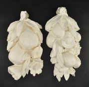 PAIR OF LATE 18TH CENTURY CARVED OAK & GESSO WALL EMBELLISHMENTS