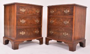 PAIR OF QUEEN ANNE REVIVAL BURR WALNUT BEDSIDE CHESTS OF DRAWERS