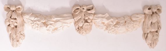 LATE 18TH CENTURY CARVED OAK & GESSO WALL SWAG EMBELLISHMENTS