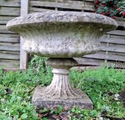 GARDEN ORNAMENTATION - LARGE EARLY 20TH CENTURY COMPOSITE STONE GARDEN BIRDBATH