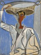 JOHN CRAXTON (1922-2009) - FISH HAWKER WITH BASKET 1951 TEMPERA ON PAPER