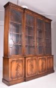 GEORGE III REVIVAL FLAME MAHOGANY BREAKFRONT LIBRARY BOOKCASE