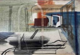 JOHN TUNNARD (1900-1971) - TV - MIXED MEDIA ON PAPER PAINTING