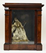 CONTINENTAL 19TH CENTURY CASED CHAPEL WAX FIGURE OF MADONNA WITH CHILD