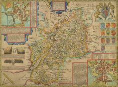 JOHN SPEED - 17TH CENTURY HAND-COLOURED & ENGRAVED MAP OF GLOUCESTERSHIRE