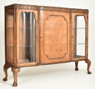 QUEEN ANNE REVIVAL WALNUT BREAKFRONT DISPLAY BOOKCASE CABINET