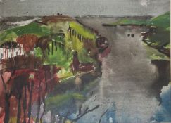 SIEGFRIED CHAROUX (1896-1967) - HELSTON RIVER, 1961 WATERCOLOUR ON PAPER