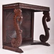 MANNER OF THOMAS HOPE - ANGLO COLONIAL HARDWOOD & MARBLE CONSOLE HALL TABLE