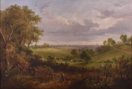 CIRCLE OF WILLIAM LINTON (1791-1876) - DISTANT VIEW OF SHEFFIELD OIL ON CANVAS