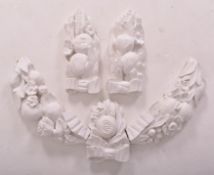 SET OF LATE 18TH CENTURY CARVED OAK & GESSO WALL SWAG EMBELLISHMENTS