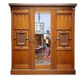 MAPLE & CO. - VICTORIAN 19TH CENTURY WALNUT TRIPLE WARDROBE COMPACTUM