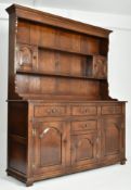20TH CENTURY GEORGE III REVIVAL SOLID OAK IPSWICH WELSH DRESSER