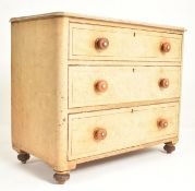 19TH CENTURY VICTORIAN SCUMBLE PAINTED PINE CHEST OF DRAWERS