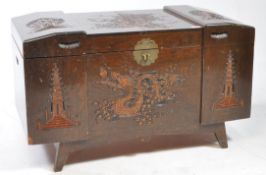 VINTAGE MID CENTURY CHINESE HARDWOOD CHEST BLANKET BOX