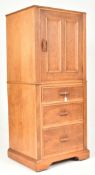 MID CENTURY OAK WOOD CABINET WITH 3 DRAWERS ON CASTORS
