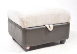 BRITISH MODERN DESIGN - A MID CENTURY LEATHER OTTOMAN FOOTSTOOL