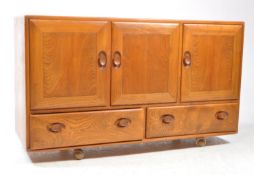 ERCOL FURNITURE - MODEL 366 - BEECH & ELM SIDEBOARD CREDENZA