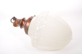 ART NOVEAU LARGE CLASSICAL GILT METAL & MILK GLASS CEILING LAMP SHADE LIGHT