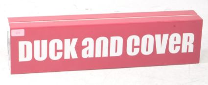 DUCK AND COVER - CONTEMPORARY POINT OF CLOTHES SHOP SALE ADVERTISING SIGN