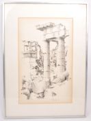 PAUL DRAPER - 1976 PEN AND INK DRAWING OF GREEK STYLE RUINS